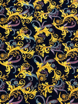 Gold Abstract Design Polyester Spandex Fabric - Gold Abstract Pattern, 58" Width
