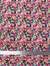 Retro Multi Color Circle Abstract Design Nylon Spandex Fabric - Multi Color Abstract Circle Print, 58-60" Width