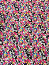 Retro Multi Color Circle Abstract Design Nylon Spandex Fabric - Multi Color Abstract Circle Print, 58-60" Width