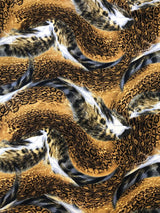 Big Abstract Animal Print Design Polyester Spandex Fabric - Mustard/Gray Abstract Animal Print, 58"-60" Width