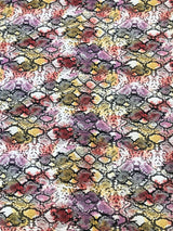 Colorful Snake Print Bulgari Polyester Spandex Fabric - Blue, Purple