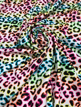 Nylon Spandex Fabric - Neon Rainbow Leopard Print, 57-58" Width