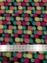 Nylon Spandex Fabric - Medium Weight Neon Pineapples Design, 57-58" Width