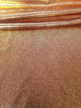 Gold Metallic Foil Micro Sparkle Dots On Rust Polyester Spandex Fabric - Rust With Gold Metallic Foil Micro Sparkle Dots, 58"-60" Width