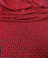Diamond Geometric Interlocking Pattern Stretch Bulgari Jersey Polyester Spandex Fabric - Black, White Diamond Geometric Pattern, 58"-60" Width