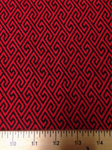 Diamond Geometric Interlocking Pattern Stretch Bulgari Jersey Polyester Spandex Fabric - Black, White Diamond Geometric Pattern, 58"-60" Width