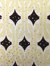 Retro Geometric Print Stretch Polyester Spandex Fabric - Silver Holographic Faux Sequins, 58" To 60" Width