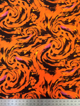 Fantastic Storm Swirl Polyester Spandex Fabric - Hot Pink, Orange Swirl Pattern, 58"-60" Width
