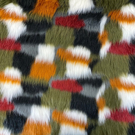 1 Yard Multicolor Patchwork Faux Fur Fabric