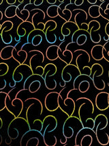 Polyester Spandex Velvet Fabric - Multi Foil Hologram Effect Swirl Design, 58 To 60 Inches Wide