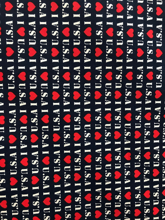 I Love USA 100 Percent Cotton Fabric - Small Flags, Sunglasses Flags, 58" Width (1 Yard)