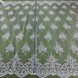 1 Yard Beaded & Corded Lace Fabric on 100% Polyester Net Mesh, Elegant Embroidered Lace Material