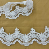 1 Yard Luxurious Beaded & Corded Lace Trimming Embroidered on 100% Polyester Net Mesh for Special Occasion Dresses 3 Inch Width