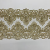 1 Yard Corded Double Sided Lace Trimming Embroidered on 100% Polyester Net Mesh 6.5? Wide