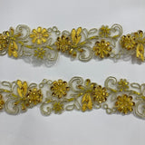 1 Yard Elegant Beaded & Corded Lace Trimming Embroidered on 100% Polyester Organza for Special Occasion Dresses 2 Inch Width