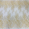 1 Yard Dazzling Silver Beaded Sequined Lace Fabric on Net Mesh 52 inch Width
