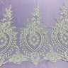 1 Yard Beaded & Corded Lace Trimming 13? Wide Embroidered on 100% Polyester Net Mesh