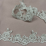 1 Yard Beaded Corded Lace Trimming Embroidered on Polyester Net Mesh