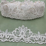1 Yard Premium Beaded & Corded Floral Lace Trimming on 100% Polyester Net Mesh for Dresses 3.5 Inch Width