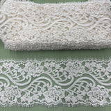 1 Yard 4? Wide Corded Double Sided Lace Trimming on 100% Polyester Net Mesh