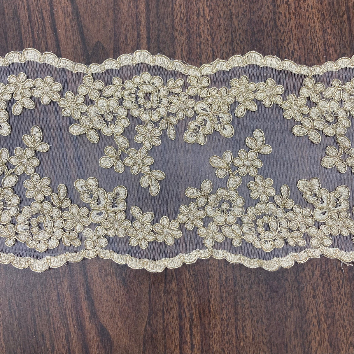 1 Yard Corded Double Sided Lace Trimming Embroidered on 100% Polyester Net Mesh 6? Wide