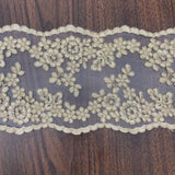 1 Yard Corded Double Sided Lace Trimming Embroidered on 100% Polyester Net Mesh 6? Wide