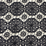1 Yard Navy Floral Lace Fabric Embroidered on Percent Polyester Net Mesh Lightweight 45 Inch Width