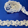 1 Yard Exquisite Beaded & Corded Lace Trimming Embroidered on 100% Polyester Organza for Bridal and Evening Dresses 1.5 Inch Width