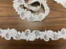1 Yard Handmade Beaded & Corded Lace Trimming Embroidered on Polyester Organza 2 Inch Width