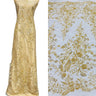 1 Yard Beaded Lace Fabric Elegant Hand-Embroidered Design with Pearls & Sequins on Polyester Net Mesh 52" Wide