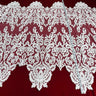 1 Yard White Corded Bridal Lace Fabric Embroidered on Polyester Net Mesh 52 inch Width