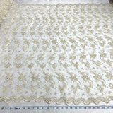 1 Yard Corded Bridal Lace Fabric Embroidered Elegant Net Mesh Wedding Gown 54" Width