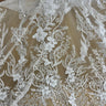 1 Yard Luxurious Beaded Lace Fabric Embroidered on Polyester Net Mesh Elegant Bridal & Special Occasion Couture 54" Wide