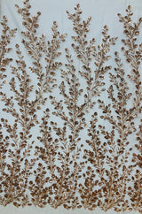 1 Yard Dazzling Silver Beaded Sequined Lace Fabric on Net Mesh 54 inch Width