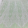 1 Yard Opulent Beaded & Corded Bridal Lace Embroidered on Polyester Net Mesh 58" Wide