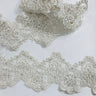 1 Yard Beaded & Corded Lace Trimming Embroidered on 100% Polyester Net Mesh 5? Wide