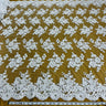 1 Yard Exquisite Ivory Silver Beaded Corded Bridal Lace Fabric on Net Mesh 51 inch Width