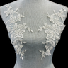 1 Pair Corded Floral Applique for Wedding, Christening & Flower Girl Dresses 13" x 6" Each Side
