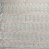 1 Yard Peach Corded Bridal Lace Fabric Embroidered Polyester Net Mesh 54 Inch Width