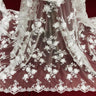 1 Yard White Beaded 3D Floral Lace Fabric Embroidered Elegant Mesh Dress 51" Width