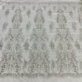 1 Yard Couture Beaded Embroidered Lace 52? Wide Luxury Polyester Net Mesh for Gowns & Dance Costumes
