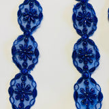 1 Yard Luxury Beaded and Corded Lace Trimming Embroidered on Polyester Net Mesh for Dresses 1.5 Inch Width