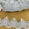 1 Yard Elegant Beaded & Corded Lace Trimming Embroidered on 100% Polyester Net Mesh for Bridal Dresses 4.5 Inch Width