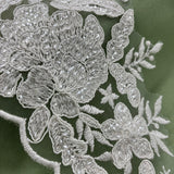 1 Yard Beaded & Corded Floral Lace Trimming Embroidered on 100% Polyester Net Mesh 6.5? Wide