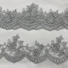 1 Yard Beaded & Corded Floral Lace Trimming 100% Polyester Net Mesh 4? Wide
