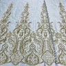 1 Yard Gold Beaded Lace Fabric Embroidered on Polyester Mesh, 50" Wide Decorative Fabrication