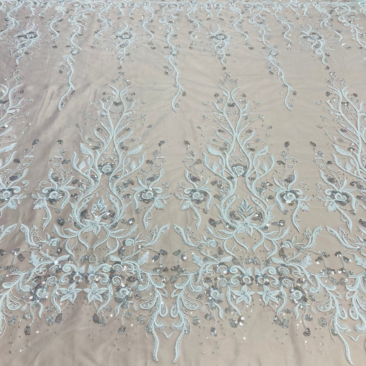 1 Yard Radiant Gold Beaded Lace Fabric Embroidered on 100% Polyester Net Mesh 52 inch Width