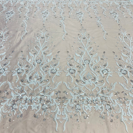1 Yard Radiant Gold Beaded Lace Fabric Embroidered on 100% Polyester Net Mesh 52 inch Width