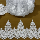 1 Yard Embroidered on 100% Polyester Organza 6? Wide Beaded & Corded Lace Trimming