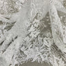 1 Yard Beaded Lace Fabric Embroidered on Polyester Net Mesh, Gold, 52" Width, Premium Lace Fabric for Dresses & Crafts